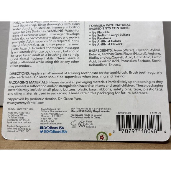 Lot of 2 Dr Talbots Toddler Training Toothpaste Toothbrush Natural READ DESCRIPT - Picture 7 of 7